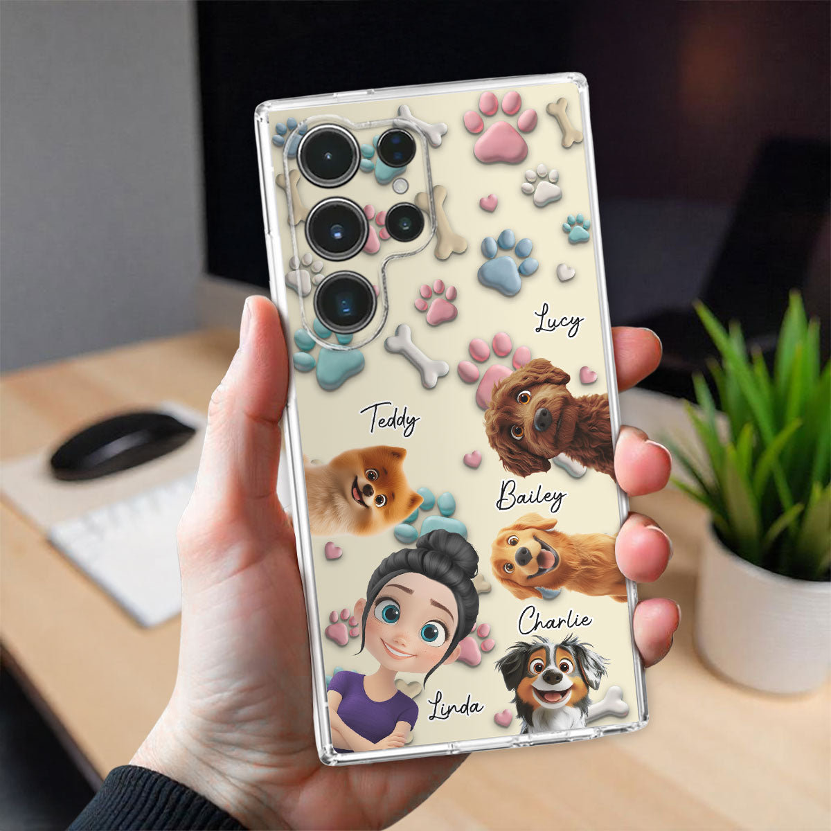 Lovely Dog And Human Cartoon - Personalized Phone Case