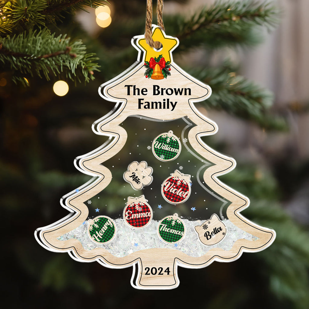 Family With Pet Charm - Personalized Acrylic Shaker Ornament