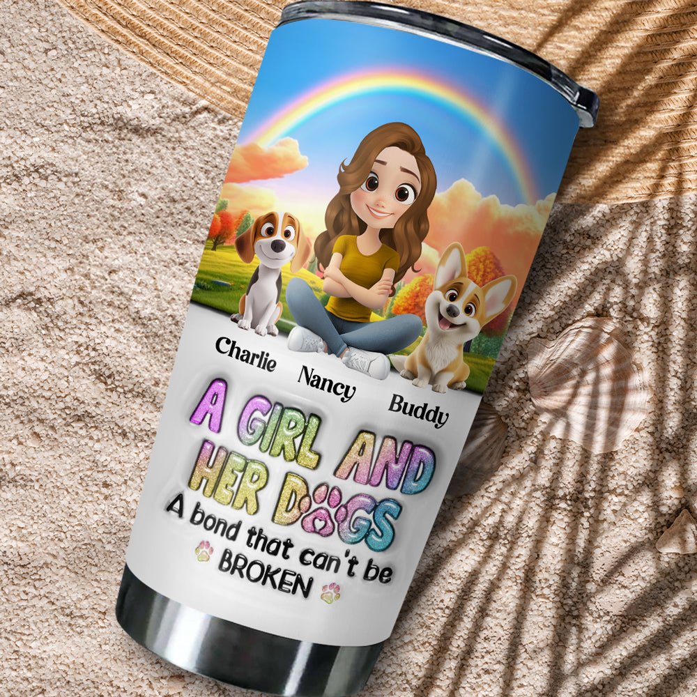 Custom Christmas Birthday Gifts For Dog Lovers • A Girl And Her Lovely Dog - Personalized 3D Inflated Effect Tumbler