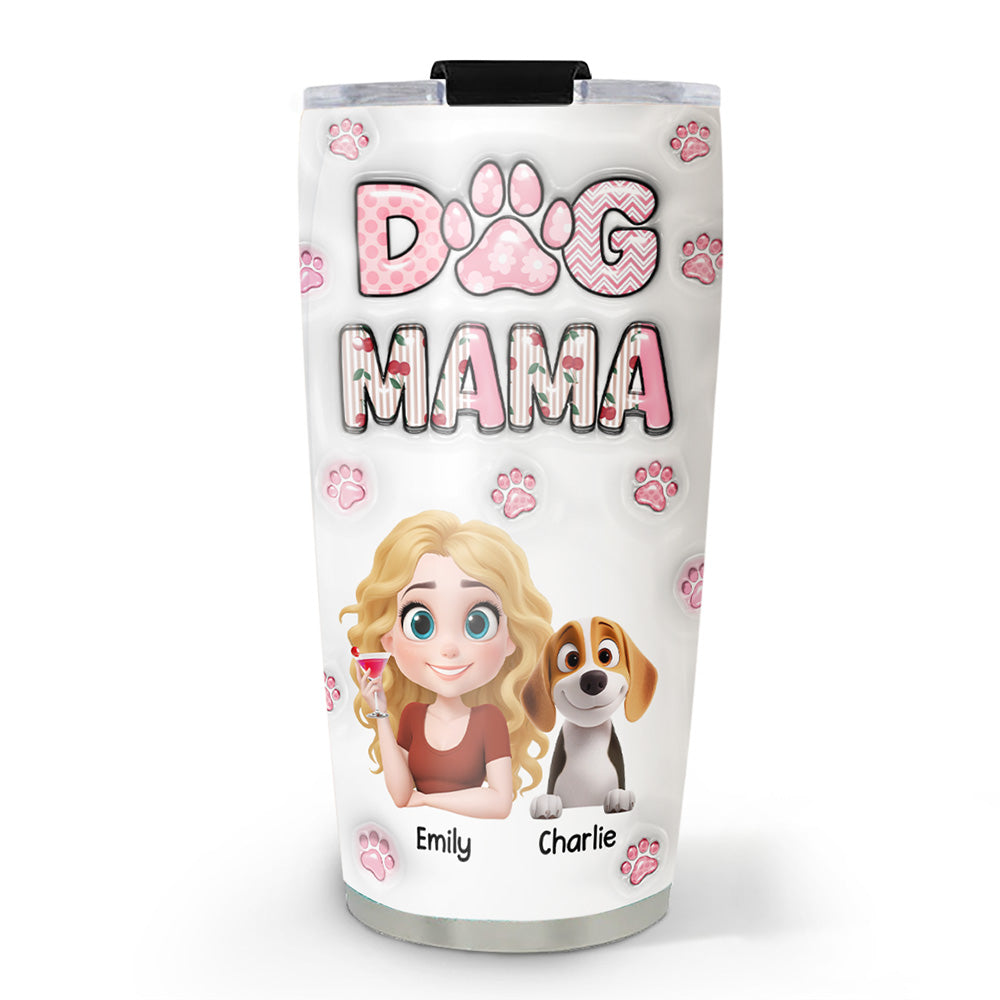 Custom Christmas Birthday Gifts For Dog Mom, Dog Lovers • Cherry On Top - Personalized 3D Inflated Effect Tumbler