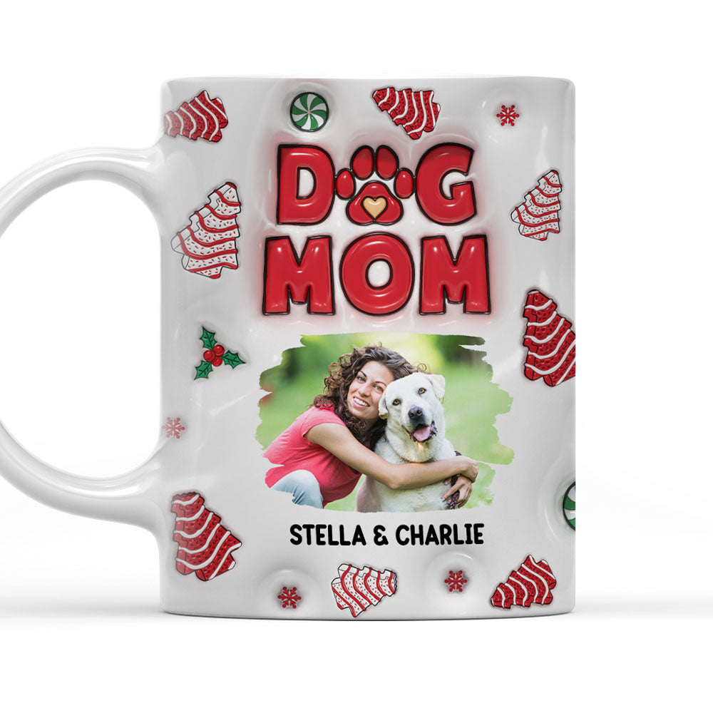 Custom Photo Mother's day Birthday Gifts For Dog Mom, Dog Lovers • Dog Mom Tree Cake Photo - Personalized 3D Inflated Effect Mug