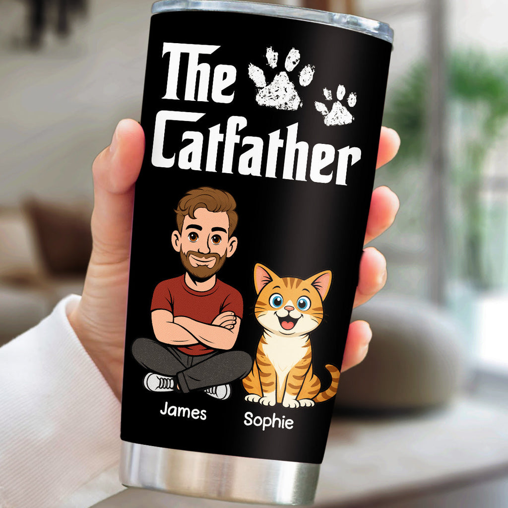 Custom Father's day Birthday Gifts For Cat Dad, Cat Lovers • Cool Cat Father Ver Retro - Personalized Tumbler