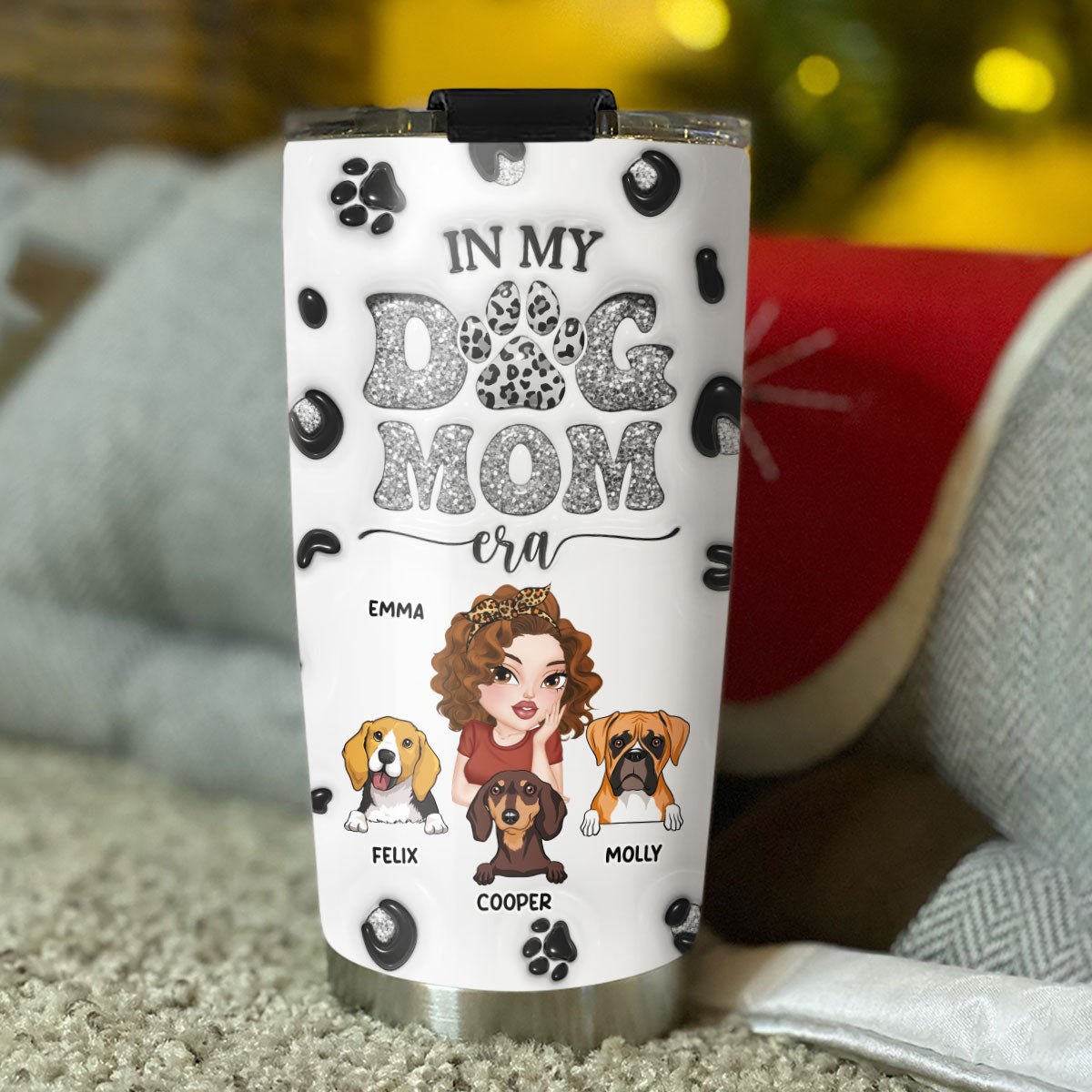 Custom Christmas Birthday Gifts For Dog Lovers • In My Era - Personalized 3D Inflated Effect Tumbler