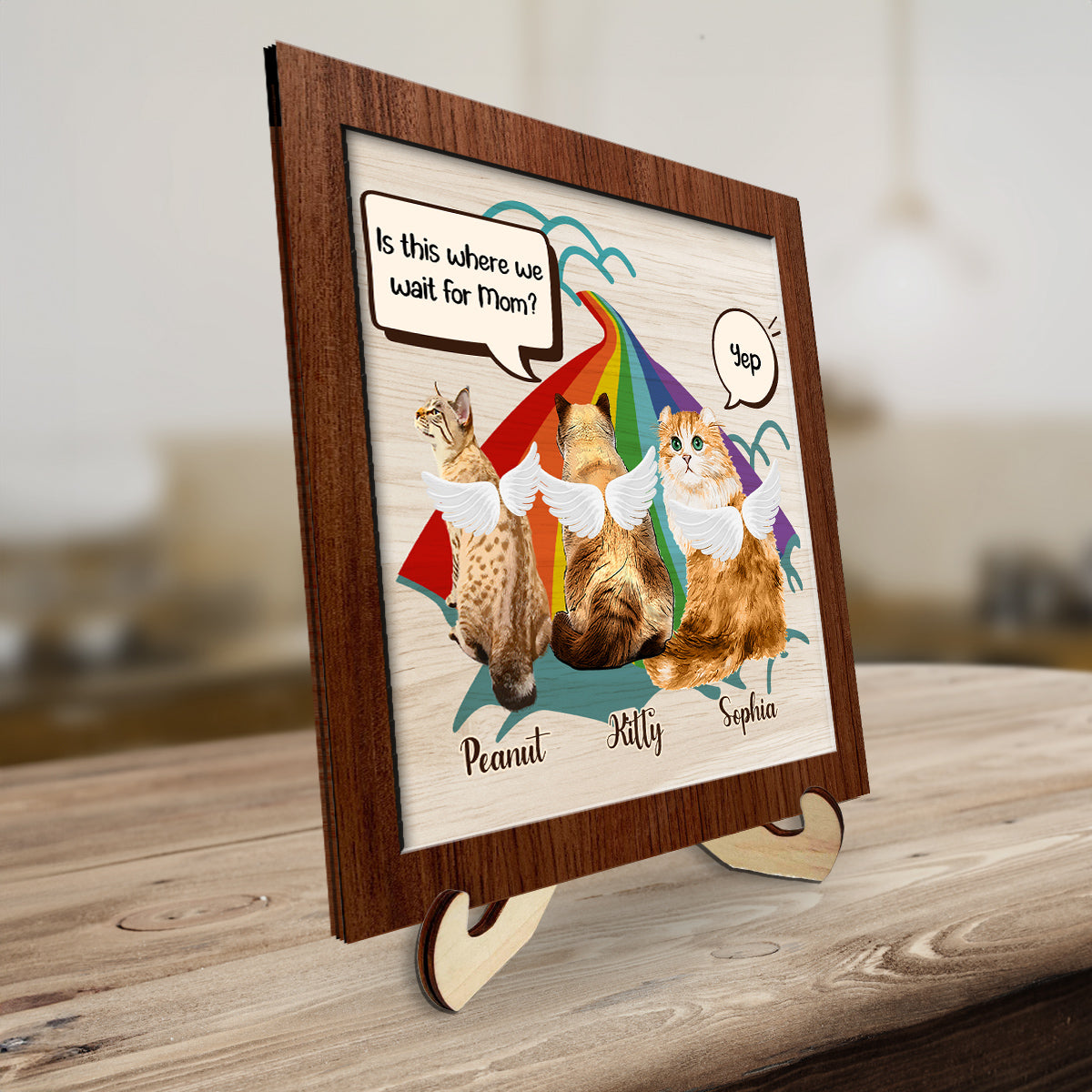 We Wait Here For You Mom - Personalized Wooden Plaque
