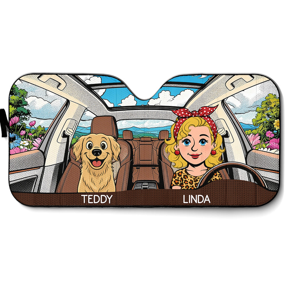 Custom Christmas Birthday Gifts Car Accessories for Dog Parents • Life Is Better With My Dog Retro - Personalized Car Sunshade