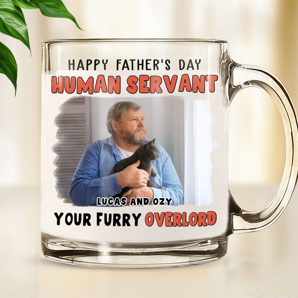Custom Photo Father's day Birthday Gifts For Cat Dad, Cat Lovers • Your Furry Overlords Photo - Personalized Glass Mug