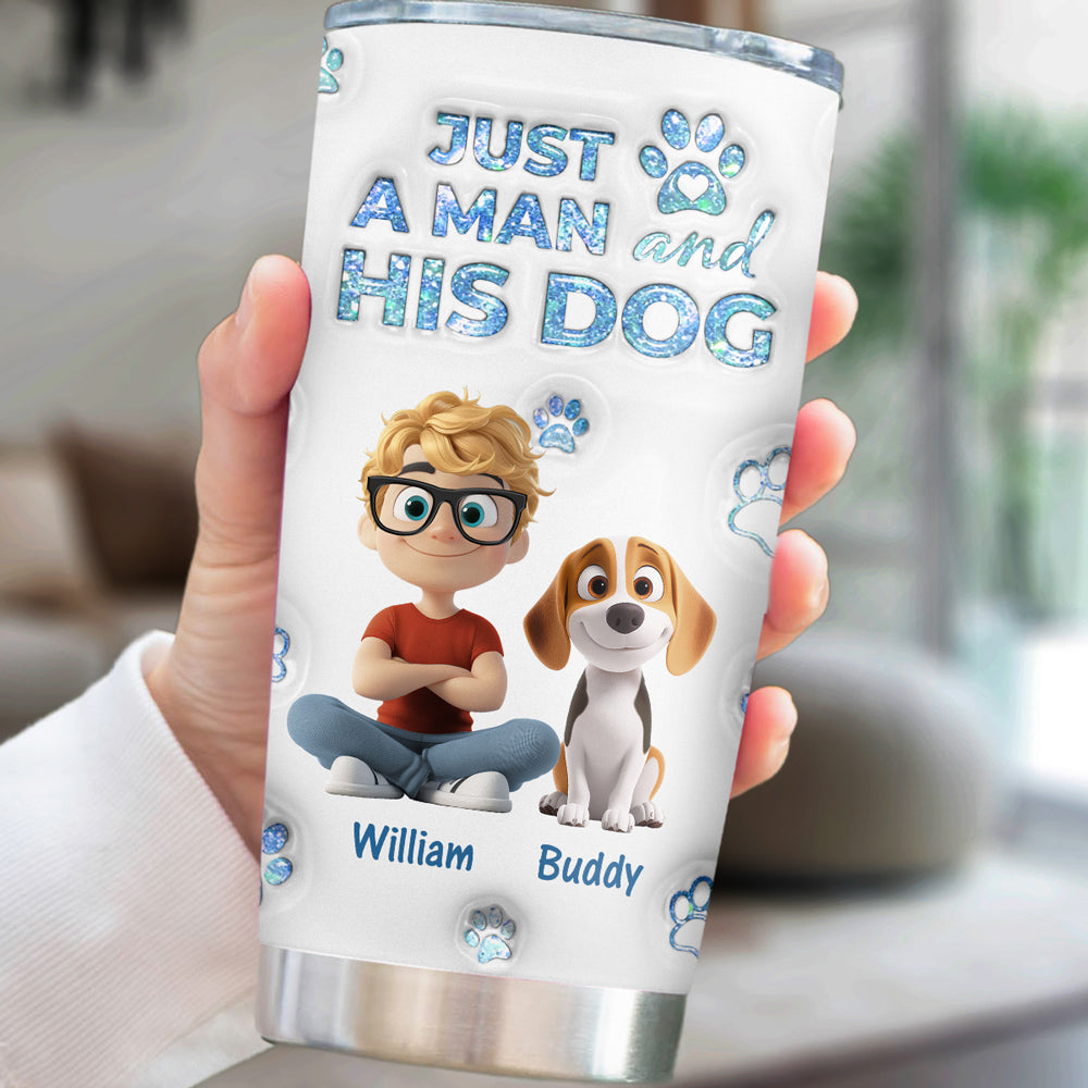 Custom Christmas Birthday Gifts For Dog Dad, Dog Lovers • You Are The Miracle Dad Ver - Personalized 3D Inflated Effect Tumbler