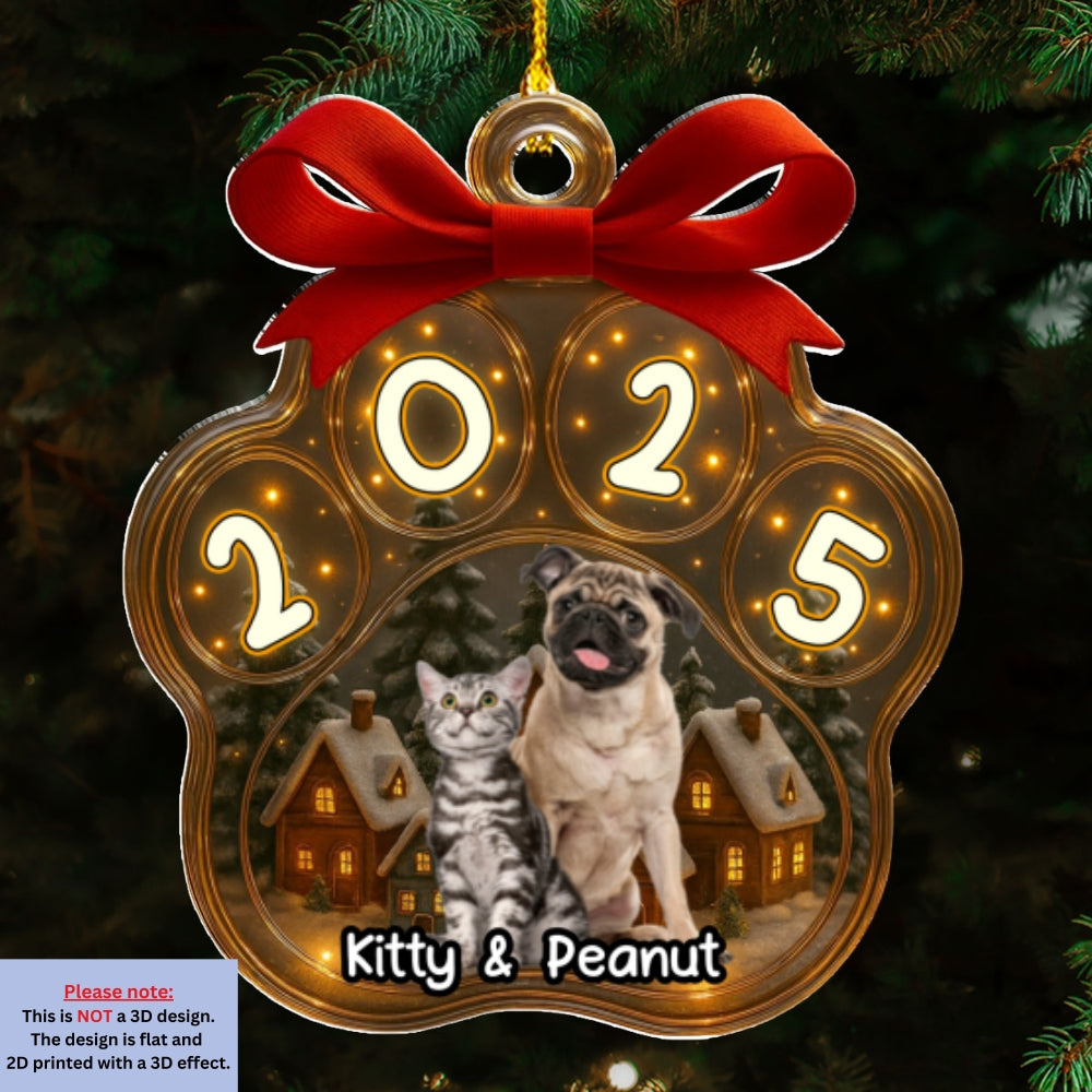 Custom Christmas Decor Home Birthday Gifts For Pet Mom, Pet Lovers • Snow All Over Here Photo - Personalized 3D Inflated Effect Acrylic Ornament