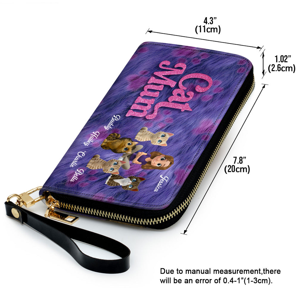 Bling Cat Mom Cartoon - Personalized Leather Wallet
