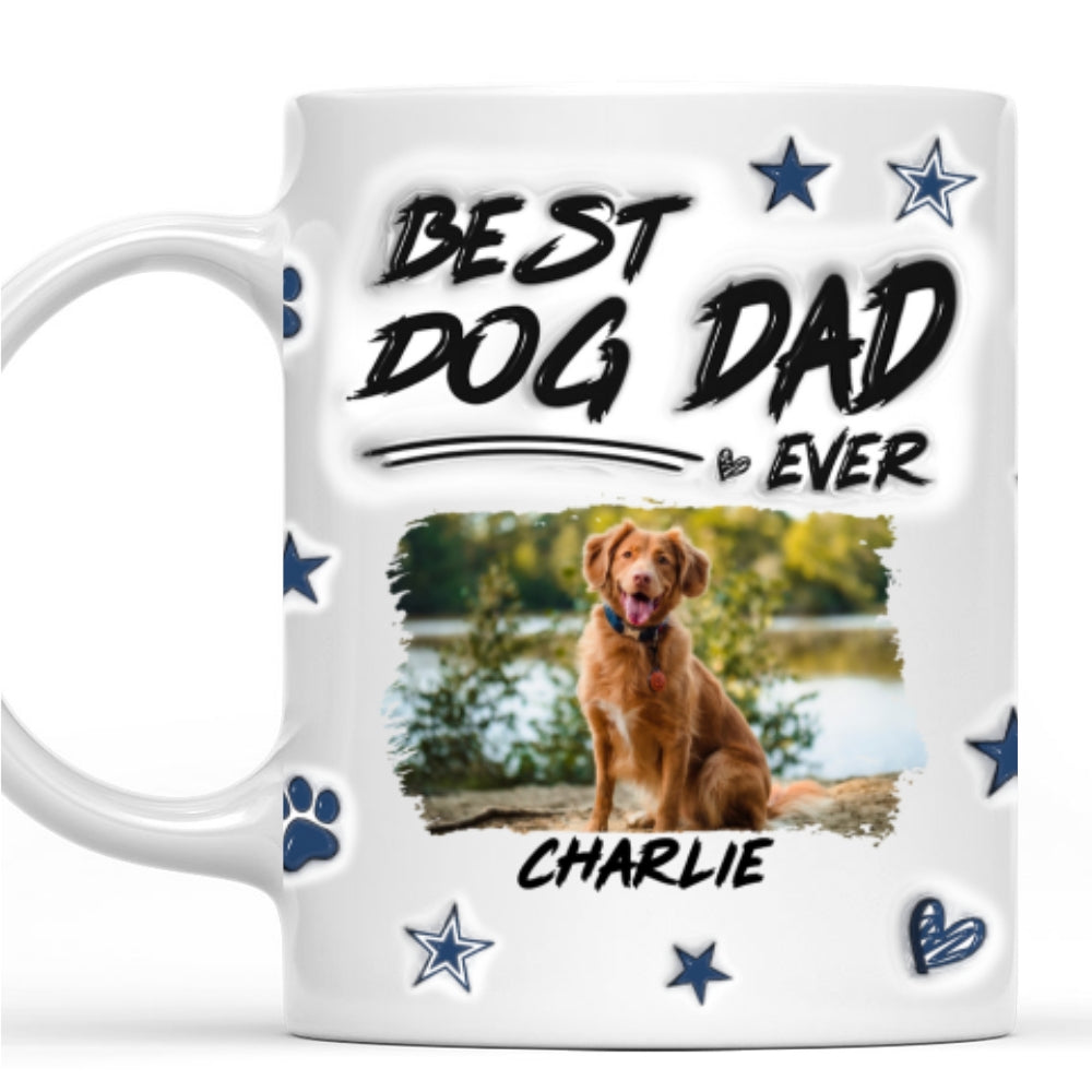 Custom Photo Christmas Birthday Gifts For Pet Dad, Pet Lovers • Best Dog Dad Line Photo - Personalized 3D Inflated Effect Mug
