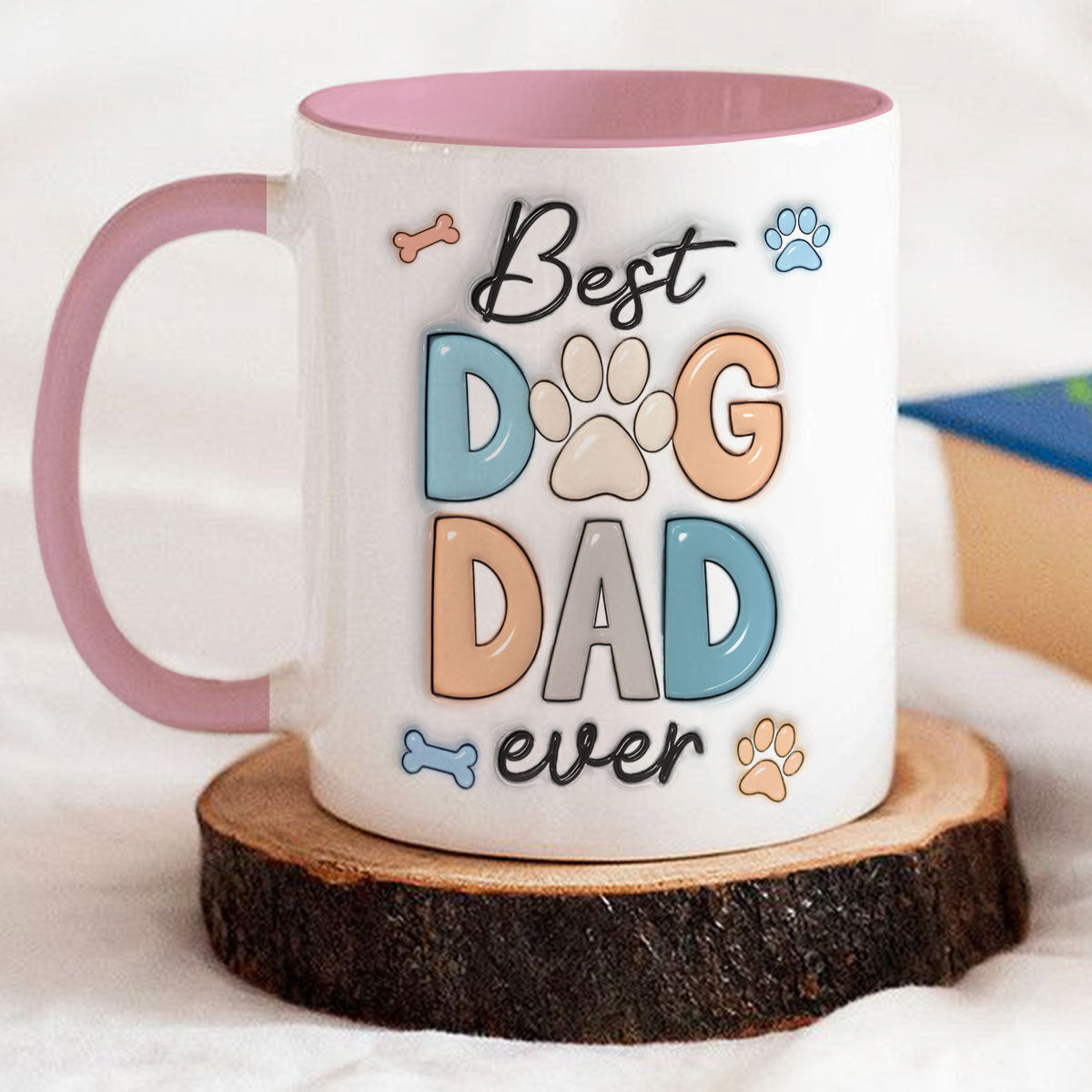Custom Father's day Birthday Gifts For Dog Dad, Dog Lovers • Best Dog Dad - Personalized 3D Inflated Effect Accent Mug