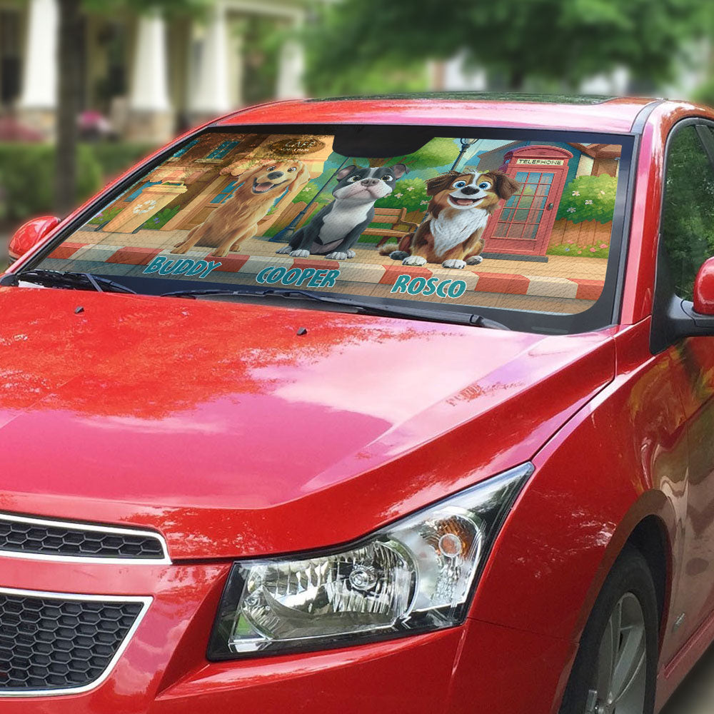 Custom Christmas Birthday Gifts Car Accessories for Dog Parents • Dog Street Funny - Personalized Car Sunshade