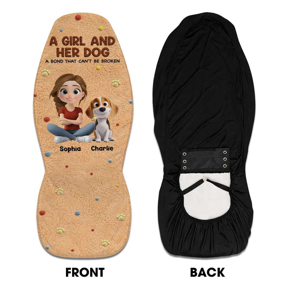 Stuffy Girl And Her Lovely Dogs - Personalized Car Seat Cover