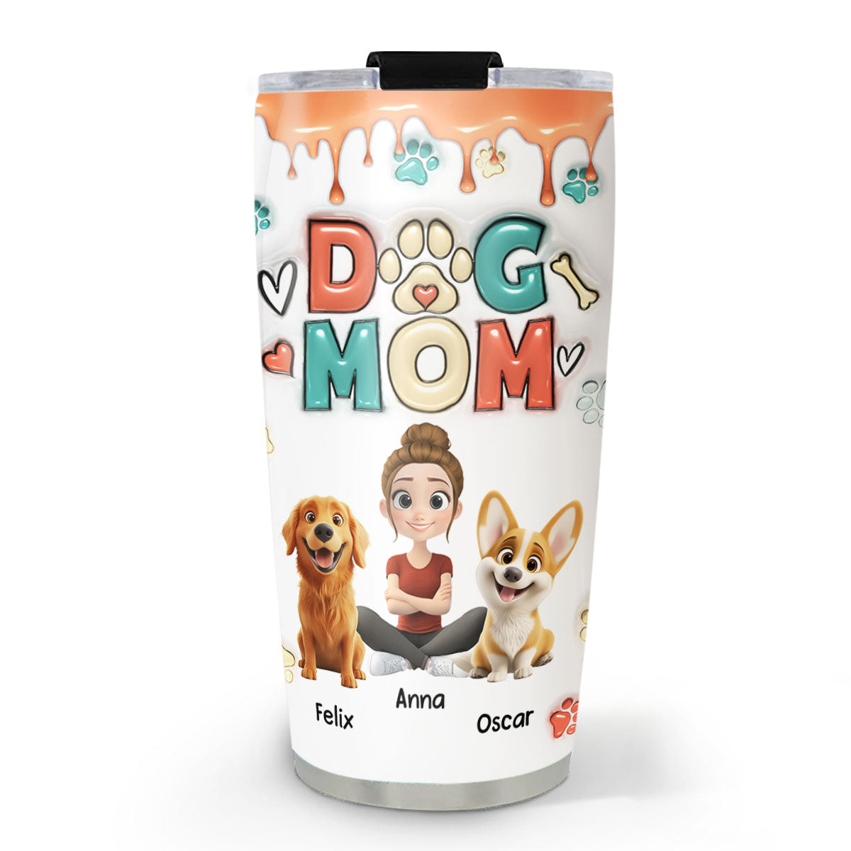 Custom Christmas Birthday Gifts For Pet Lovers • Cute Mom Of Dogs - Personalized 3D Inflated Effect Tumbler
