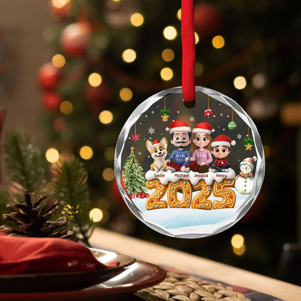Custom Christmas Decor Home Birthday Gifts For Dog Lovers • Family Of This Year - Personalized Glass Ornament
