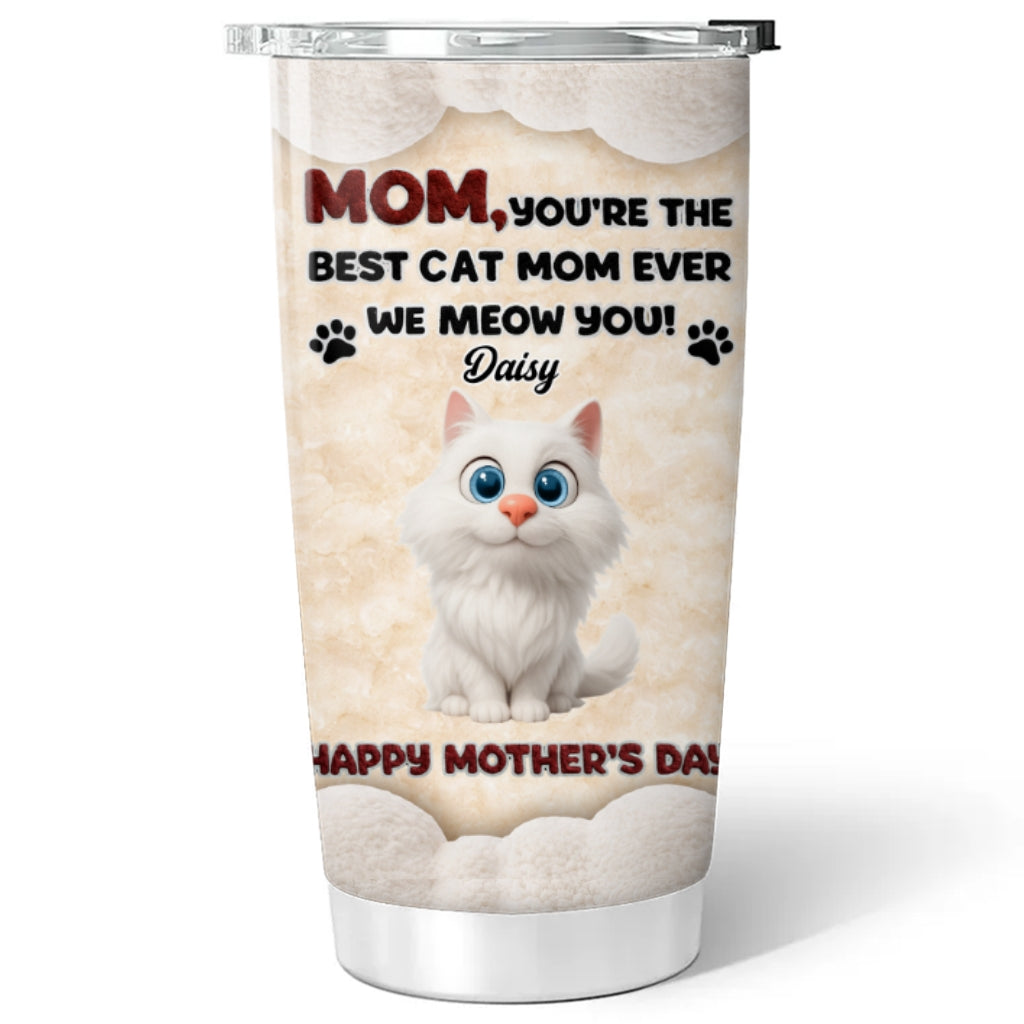 Custom Christmas Birthday Gifts For Cat Mom, Cat Lovers • Favorite Mom Of Cat - Personalized 3D Effect Tumbler