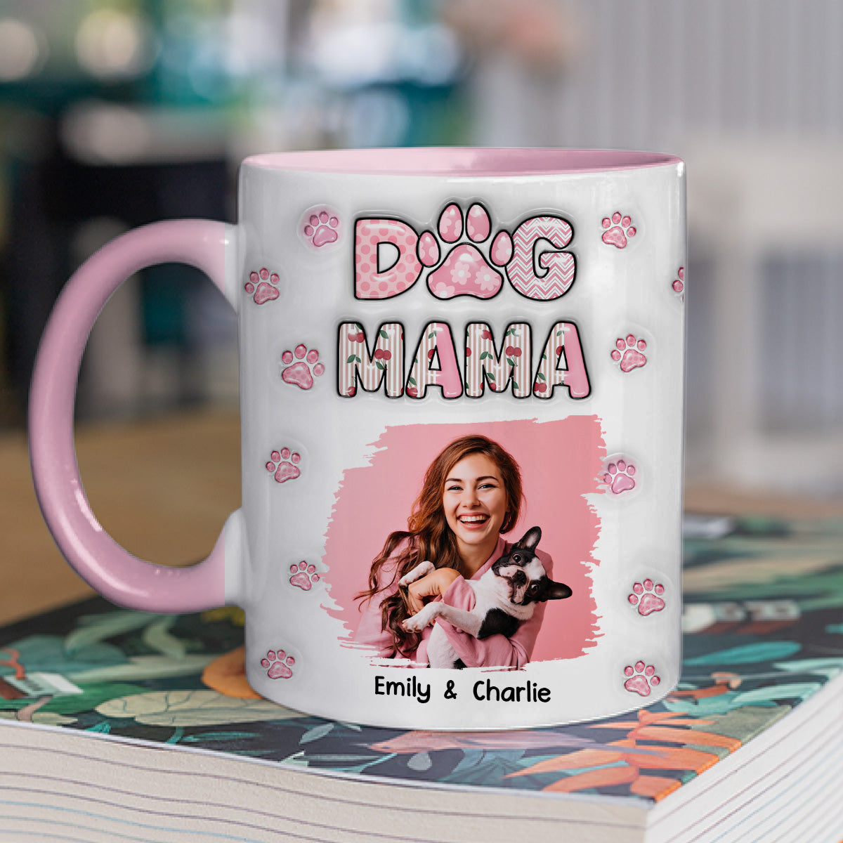 Custom Photo Christmas Birthday Gifts For Dog Mom, Dog Lovers • Cherry On Top Photo - Personalized 3D Inflated Effect Accent Mug
