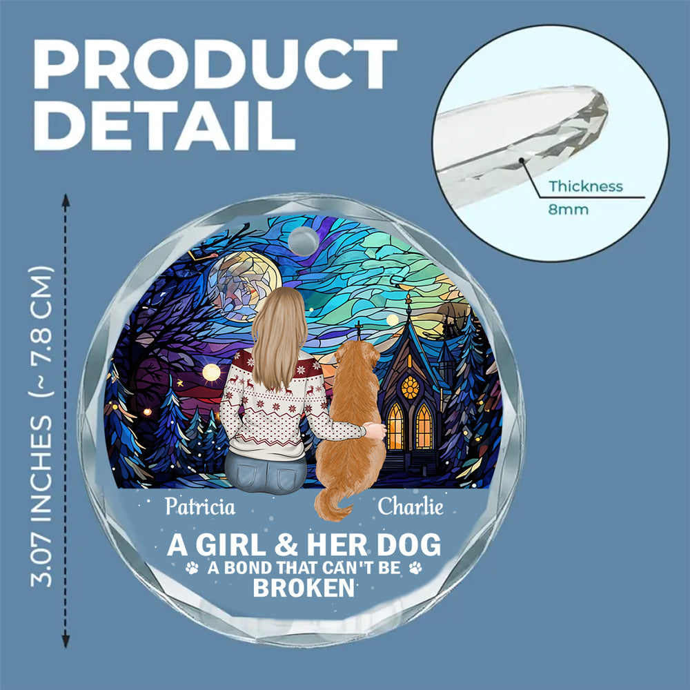 The Bond Between A Girl And Her Dog - Personalized Glass Ornament