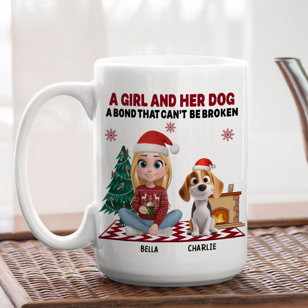 Custom Christmas Birthday Gifts For Dog Mom, Dog Lovers • A Girl And Her Dog Christmas - Personalized Coffee Mug