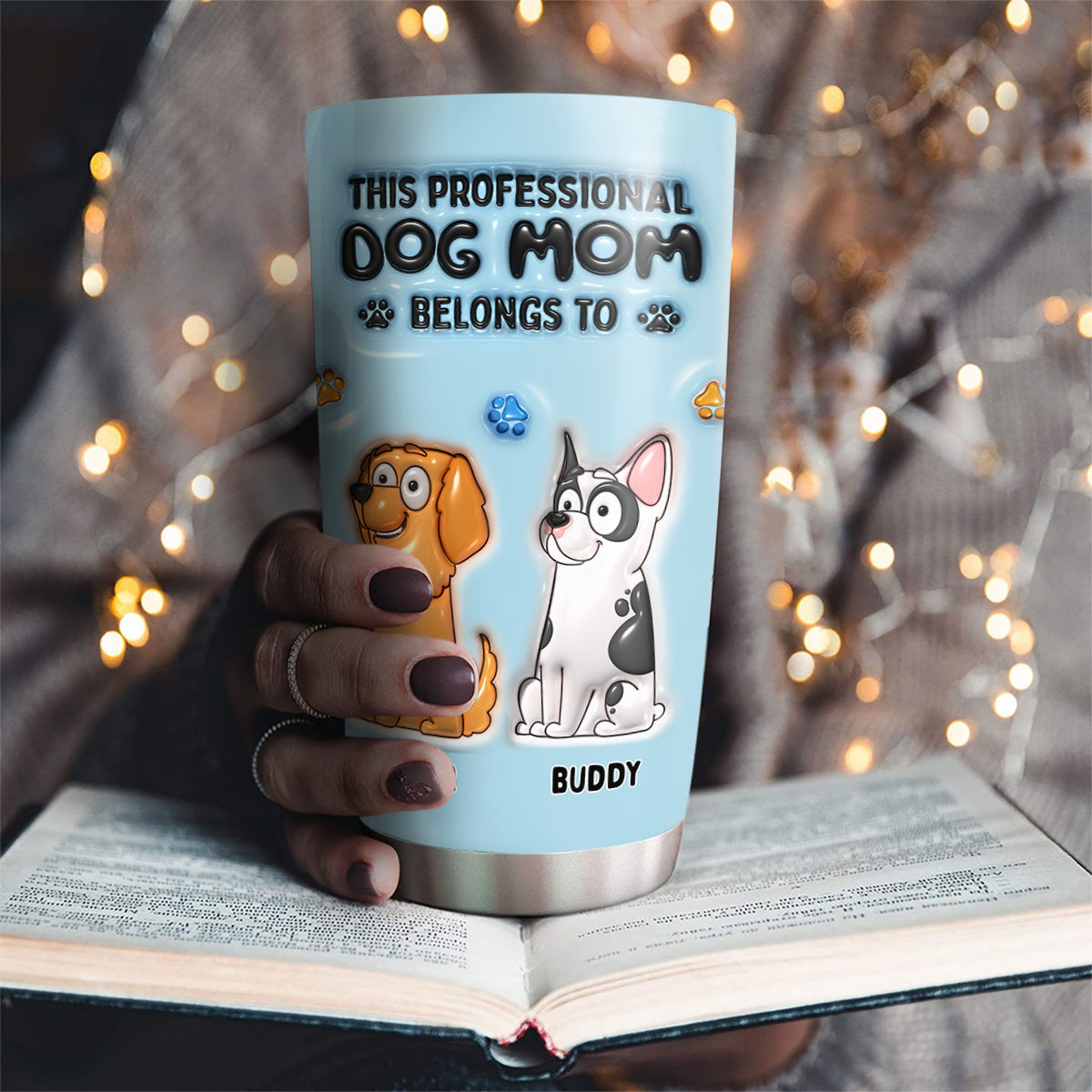 Custom Mother's day Birthday Gifts For Pet Mom, Pet Lovers • Dog Mom Dad Belong - Personalized 3D Inflated Effect Tumbler
