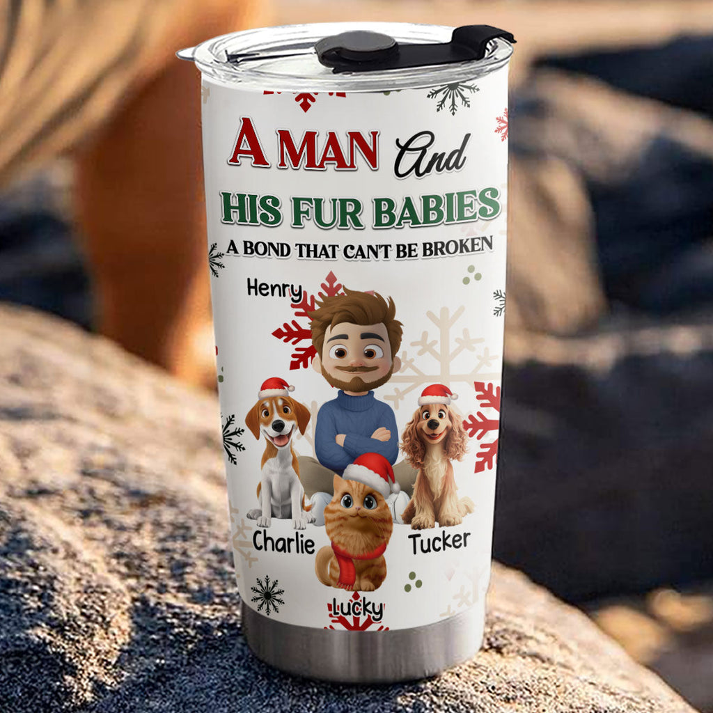 Custom Christmas Birthday Gifts For Pet Dad, Pet Lovers • A Man And His Pet Love Christmas - Personalized Tumbler