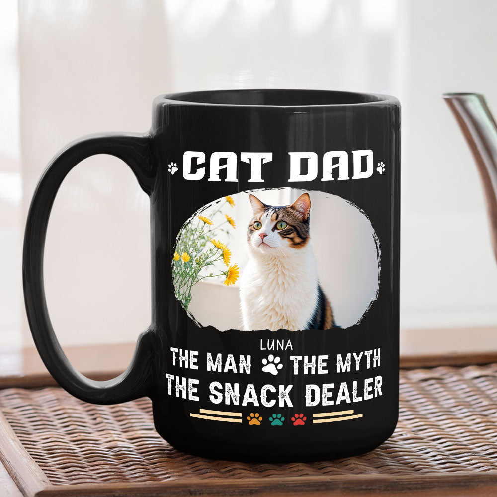 Custom Photo Christmas Birthday Gifts For Cat Dad, Cat Lovers • Man Myth Dealer Photo - Personalized Coffee Mug