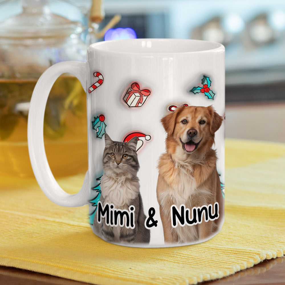 Custom Photo Christmas Birthday Gifts For Pet Mom, Pet Lovers • Santa Is Coming Photo - Personalized 3D Inflated Effect Mug