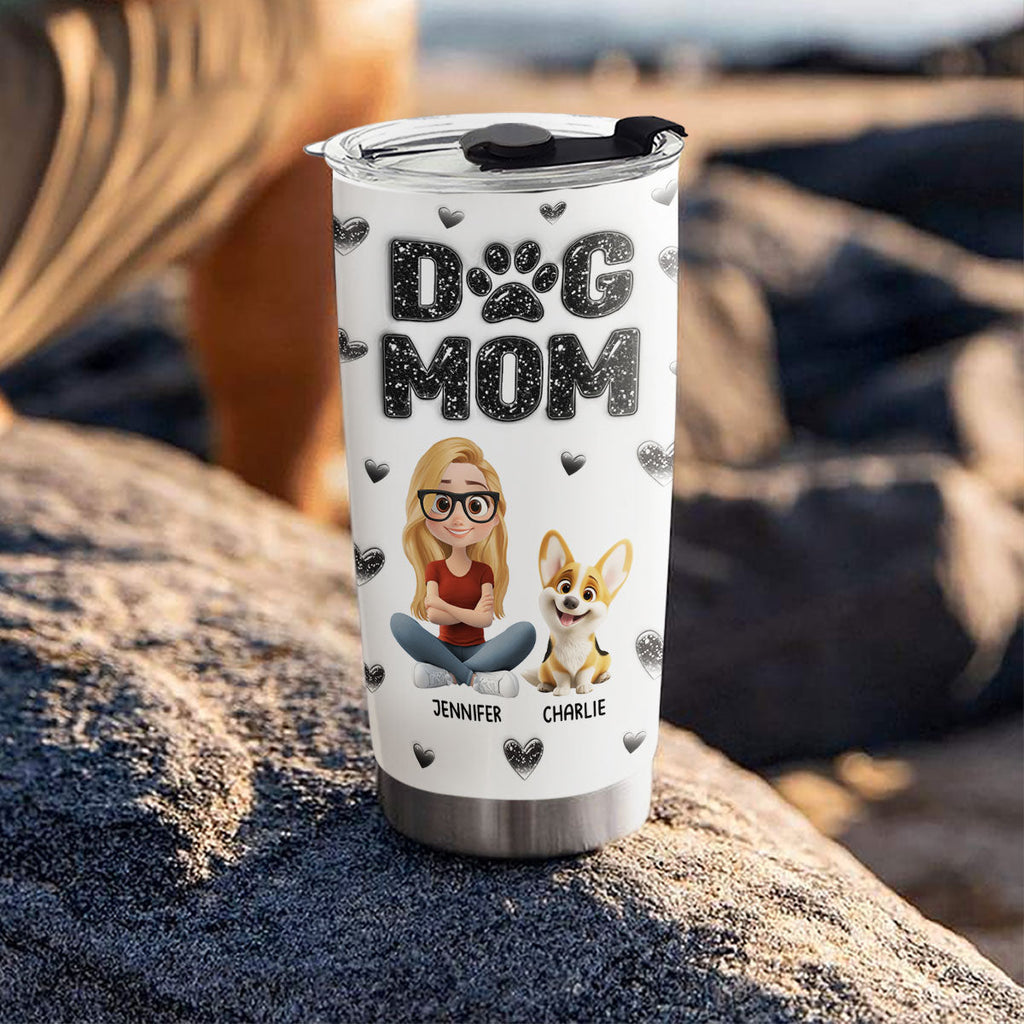 Custom Christmas Birthday Gifts For Dog Mom, Dog Lovers • Adore You - Personalized 3D Inflated Effect Tumbler