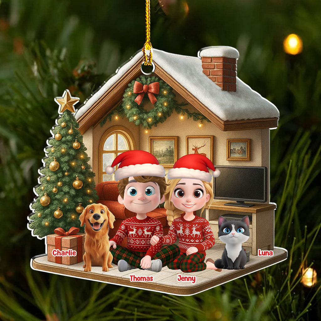 Custom Christmas Decor Home Birthday Gifts For Pet Lovers • Under One Roof With Them - Personalized 3D Effect Acrylic Ornament