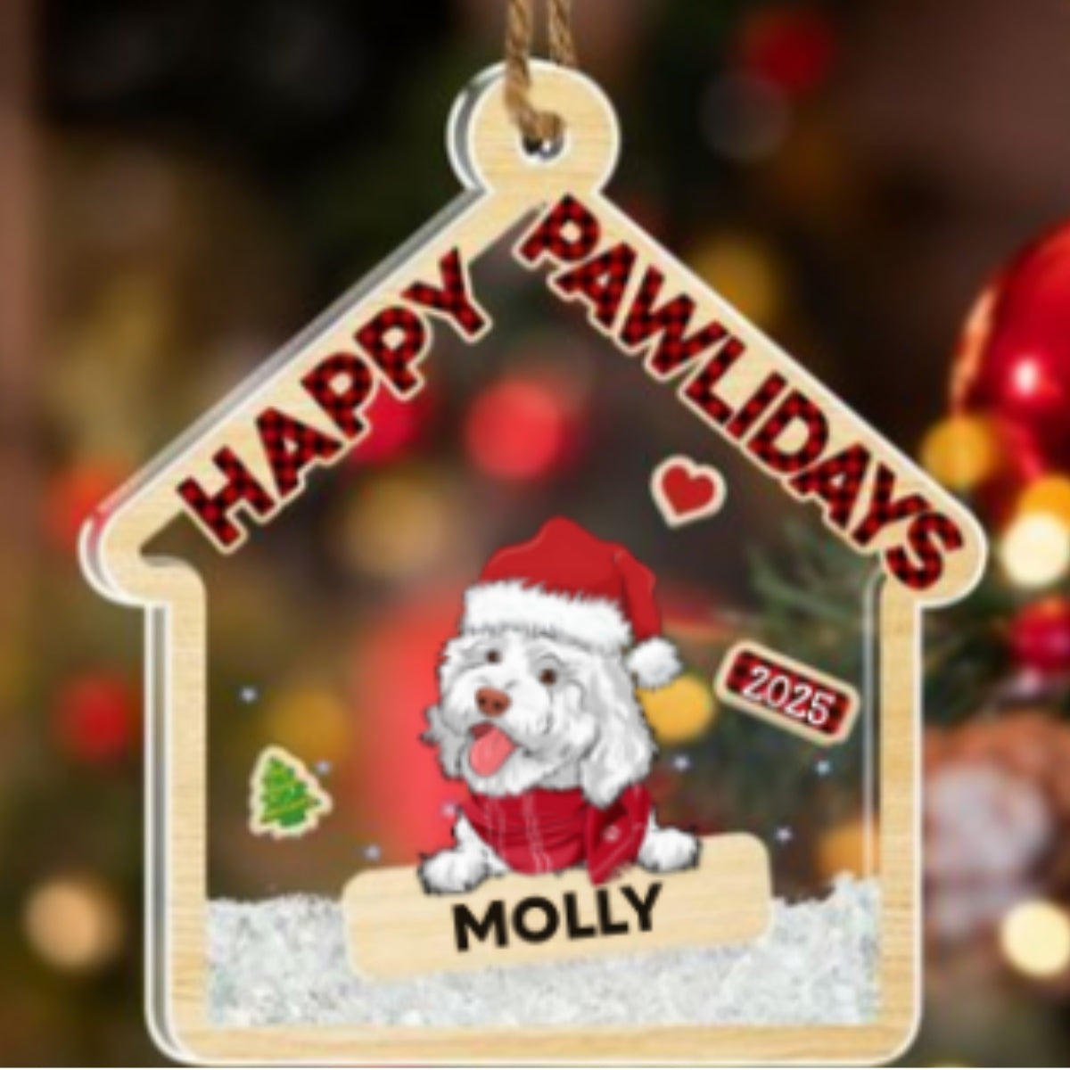 Happy Pawlidays - Personalized Acrylic Shaker Ornament