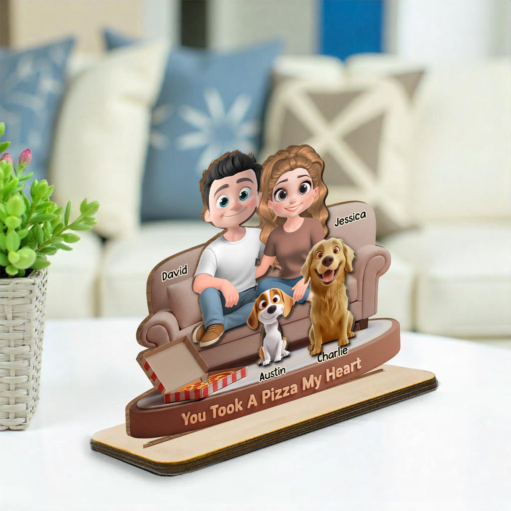 You Took A Pizza My Heart - Personalized 2-Layer Wood Plaque With Flat Base