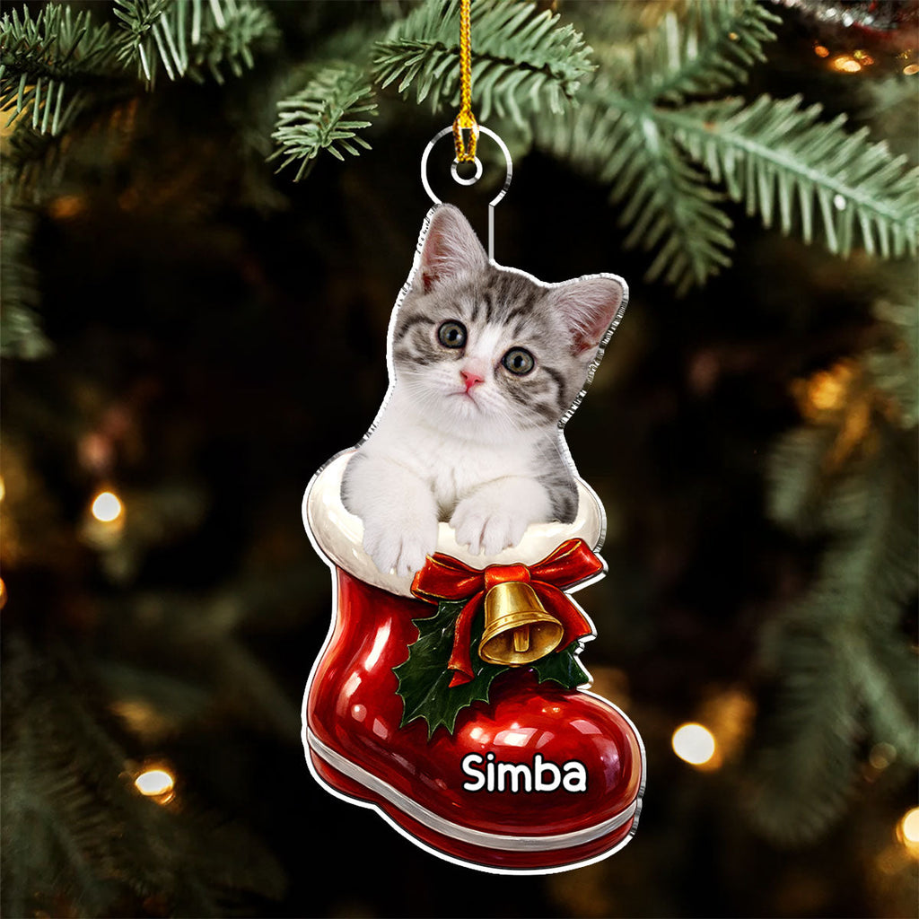 Custom Christmas Decor Home Birthday Gifts For Cat Mom, Cat Lovers • Here In Your Shoes Photo - Personalized 3D Effect Acrylic Ornament