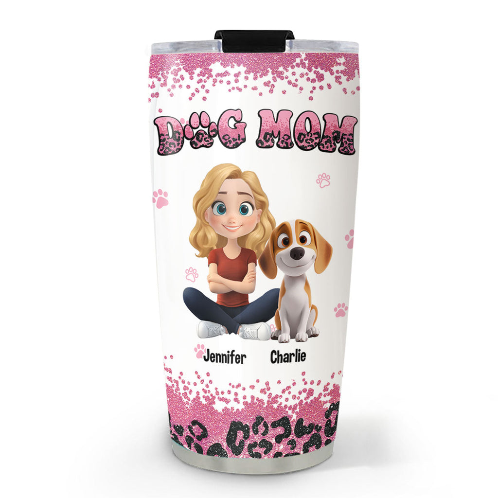 Custom Mother's day Birthday Gifts For Dog Mom, Dog Lovers • Dog Mom Pink Leopard - Personalized Tumbler