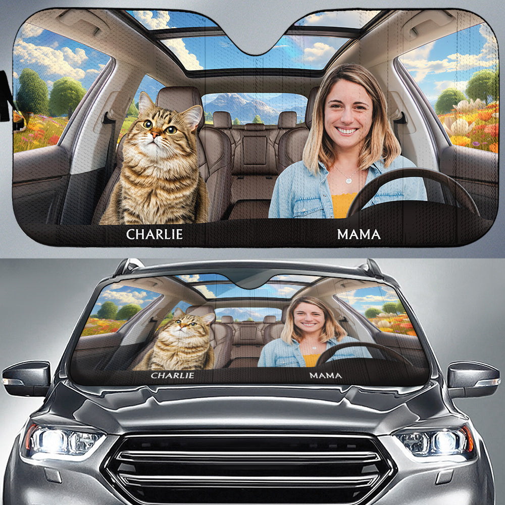 Custom Christmas Birthday Gifts Car Accessories for Cat Parents • Life Is Better With My Cat Photo - Personalized Car Sunshade