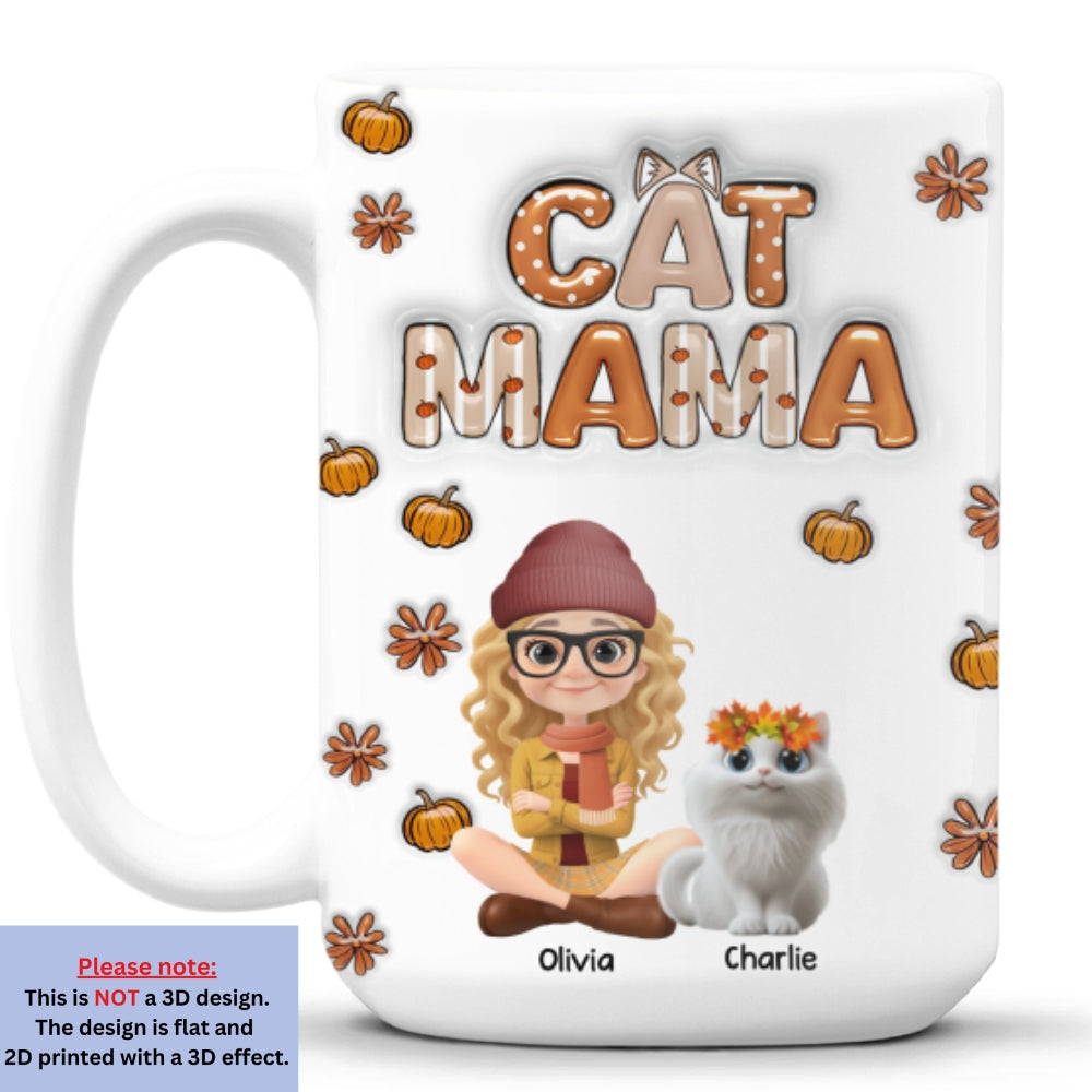 Custom Christmas Birthday Gifts For Cat Mom, Cat Lovers • Spicy Cinnamon Cat Ver - Personalized 3D Inflated Effect Mug