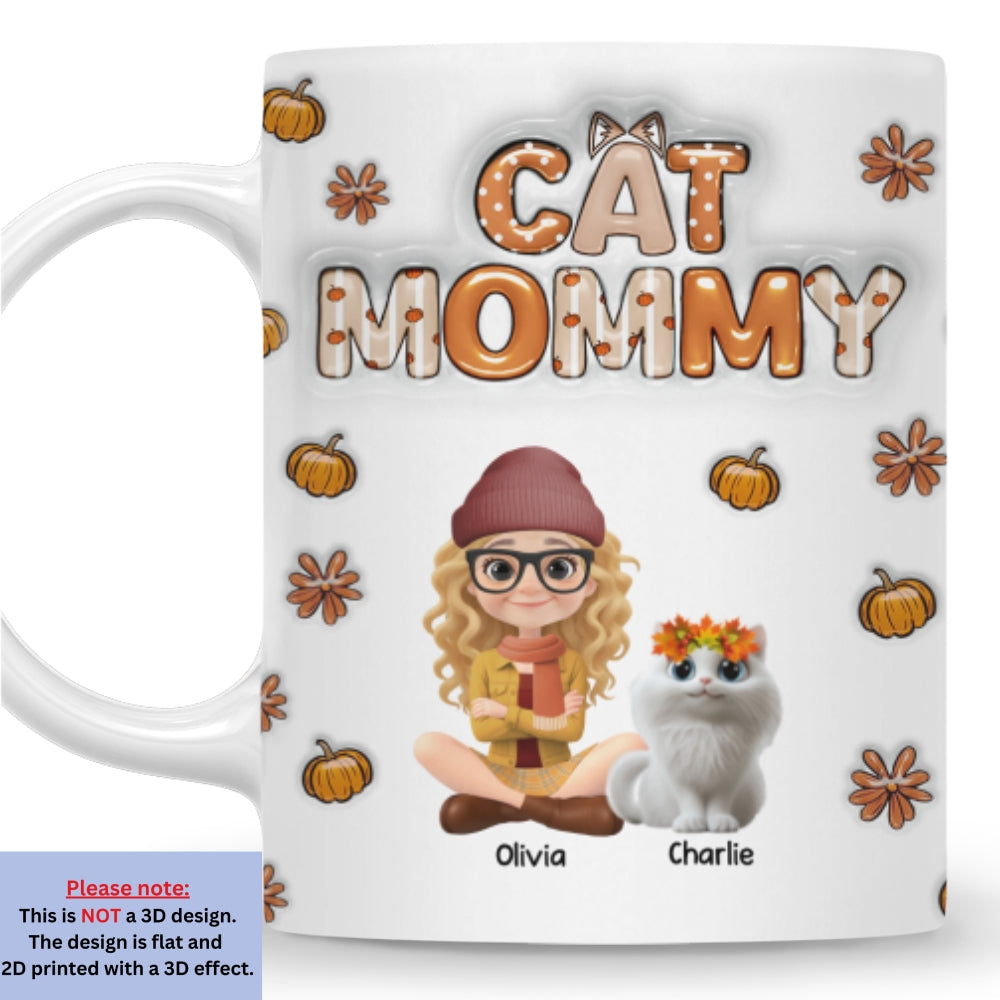 Custom Christmas Birthday Gifts For Cat Mom, Cat Lovers • Spicy Cinnamon Cat Ver - Personalized 3D Inflated Effect Mug
