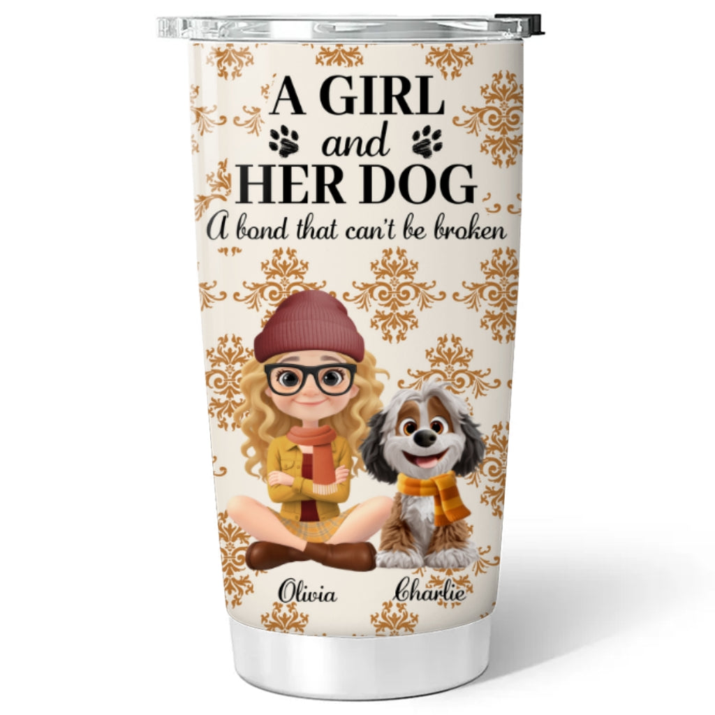Custom Christmas Birthday Gifts For Dog Mom, Dog Lovers • Pumskin A Girl And Her Dog - Personalized Tumbler