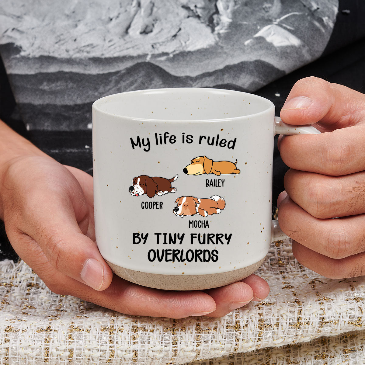 Custom Christmas Birthday Gifts For Pet Lovers • Ruled By Tiny Furry Overlords Ver Dog - Personalized Pottery Mug