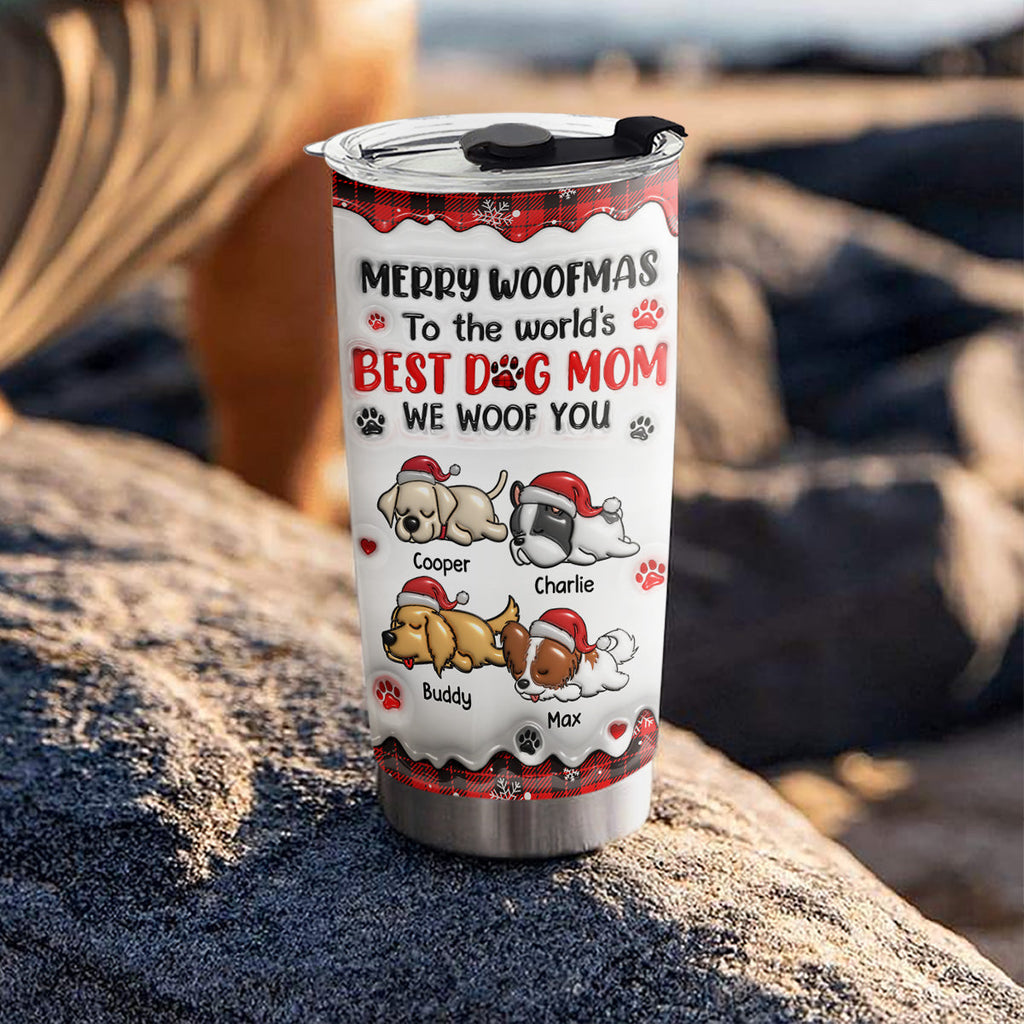 Custom Mother's day Birthday Gifts For Pet Mom, Pet Lovers • My Best Dog Mom In The World - Personalized 3D Inflated Effect Tumbler