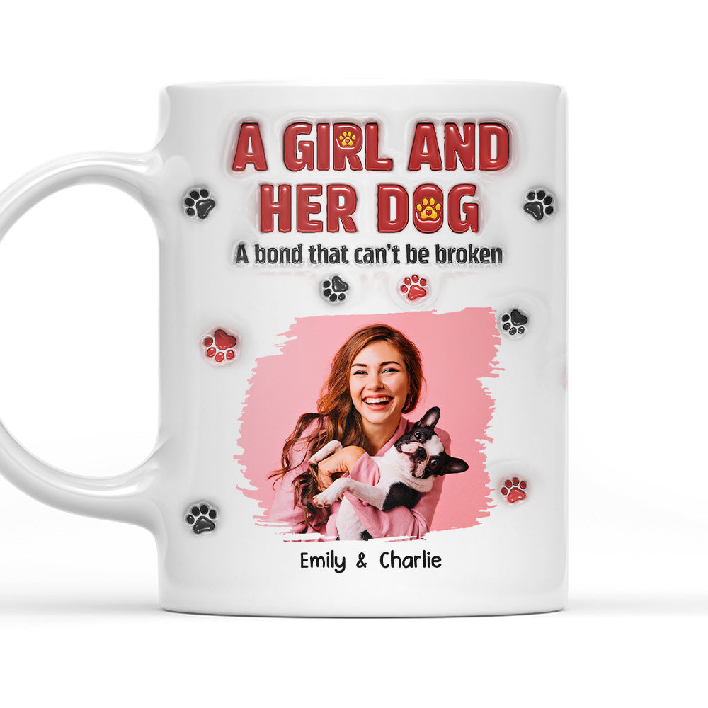 Custom Photo Christmas Birthday Gifts For Dog Mom, Dog Lovers • A Girl And Her Dog Version 2 Photo - Personalized 3D Inflated Effect Mug