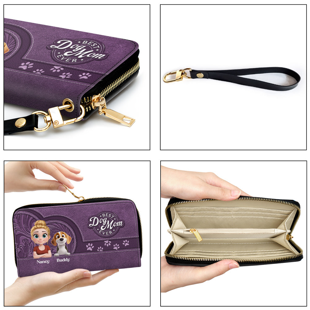 Best Dog Mom Mum In The World - Personalized Leather Wallet