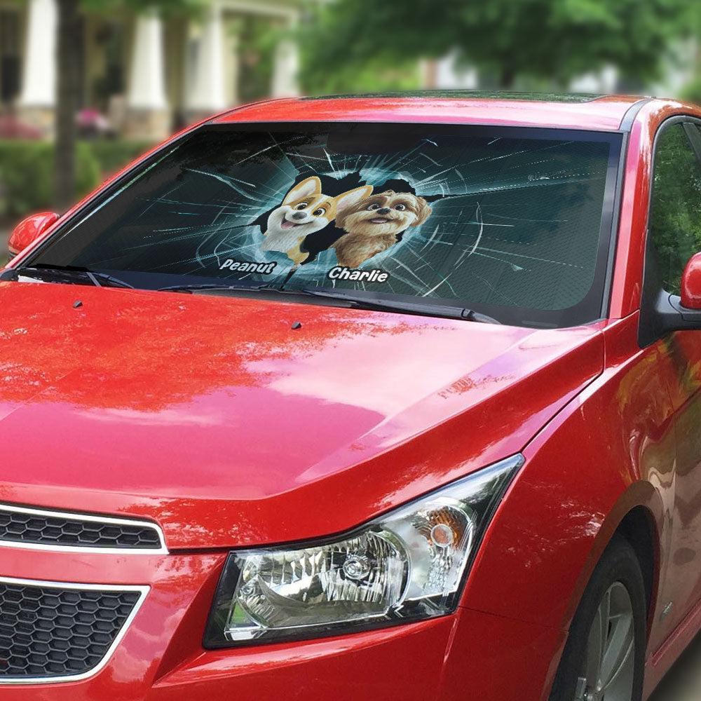 Custom Christmas Birthday Gifts Car Accessories for Dog Parents • Dog And Car - Personalized Car Sunshade