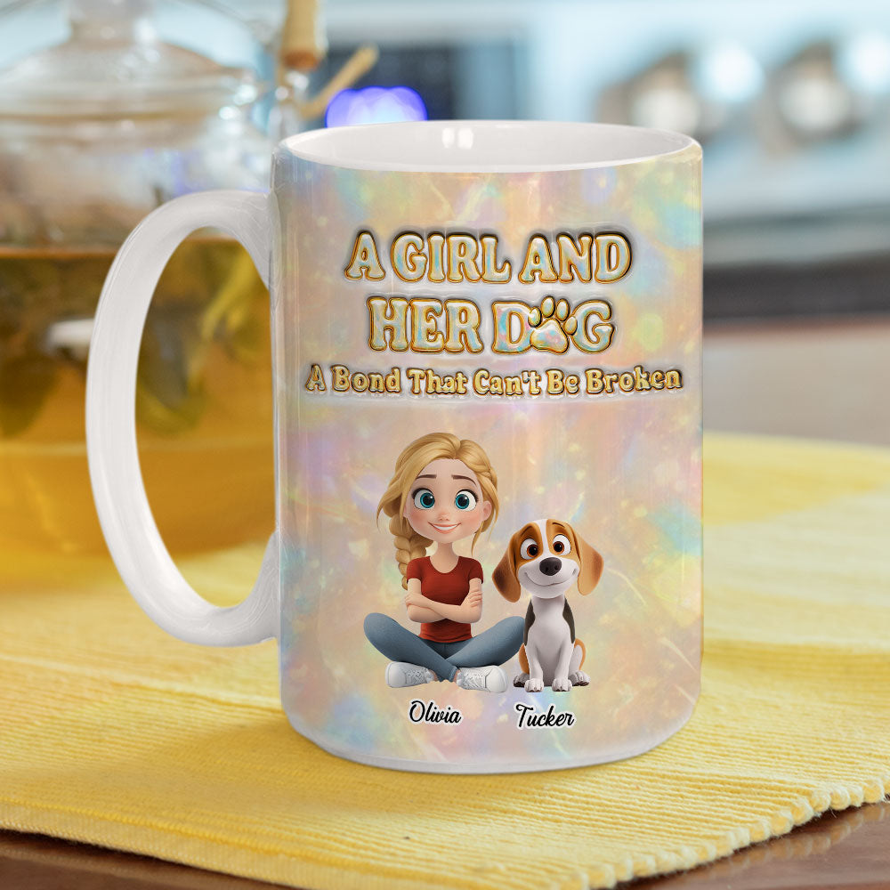Custom Christmas Birthday Gifts For Dog Mom, Dog Lovers • A Girl And Her Dog Pearl - Personalized 3D Inflated Effect Mug