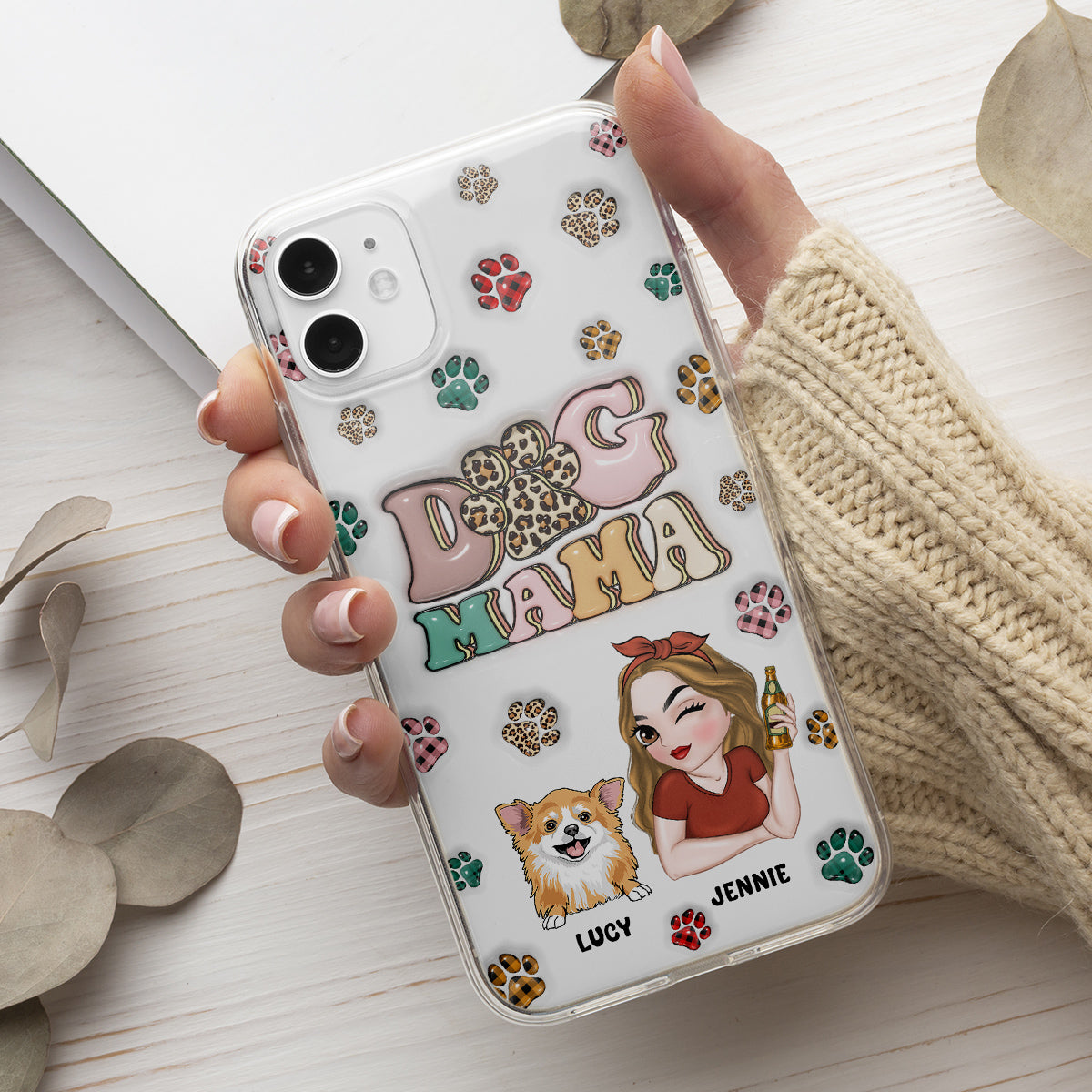 Dog Mom For Life - Personalized 3D Inflated Effect Phone Case