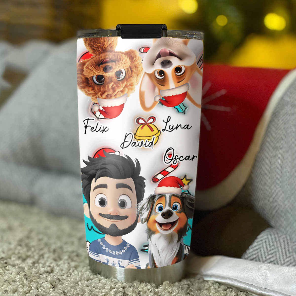 Custom Christmas Birthday Gifts For Dog Mom, Dog Lovers • Santa Is Coming To Us - Personalized Tumbler