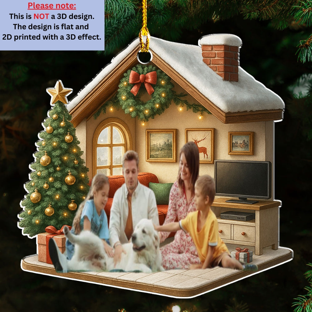 Under A Happy Roof Photo - Personalized 3D Effect Acrylic Ornament