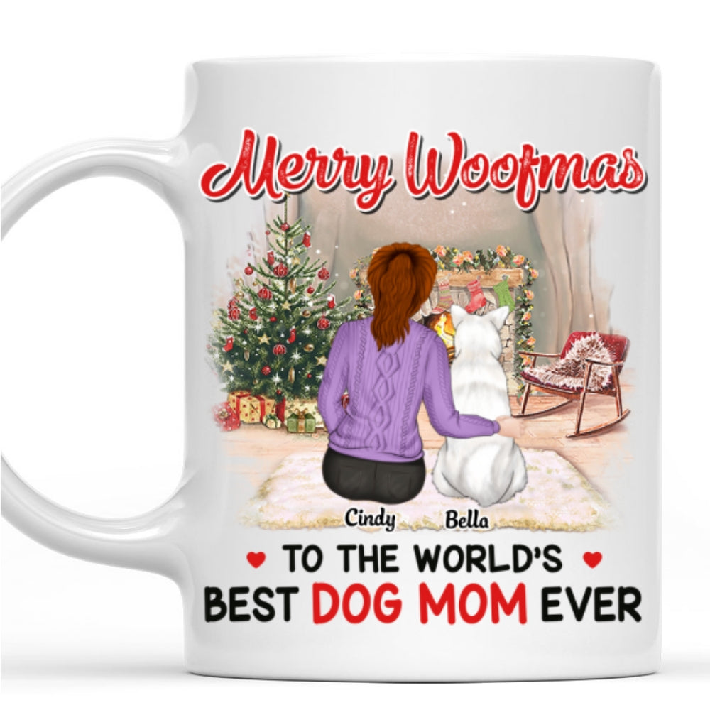 Custom Mother's day Birthday Gifts For Dog Mom, Dog Lovers • Merry Woofmas To Best Dog Mom - Personalized Coffee Mug