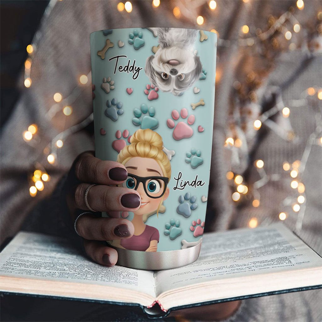 Custom Mother's day Birthday Gifts For Dog Mom, Dog Lovers • Dog And Human Cartoon - Personalized Tumbler