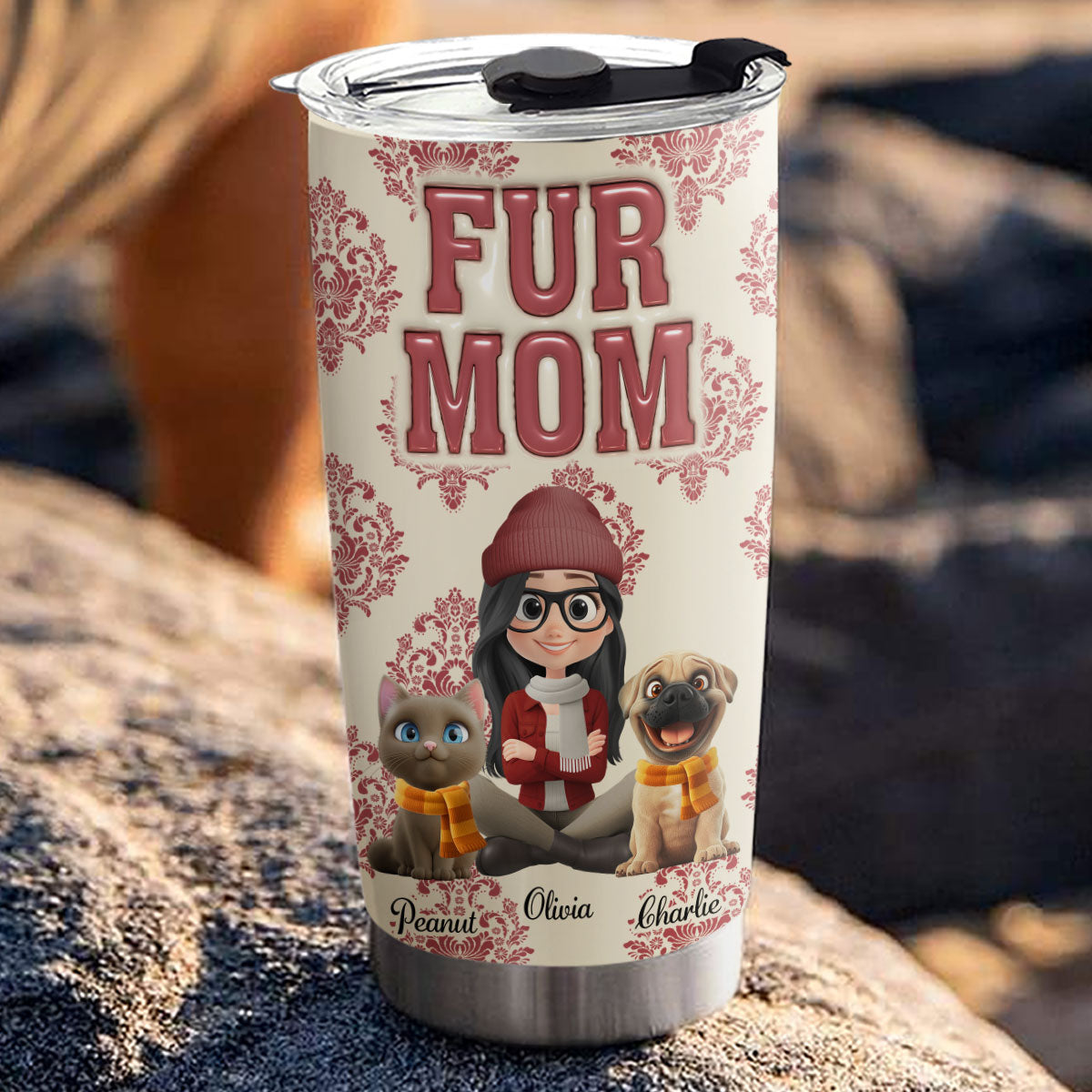 Custom Christmas Birthday Gifts For Pet Mom, Pet Lovers • Queen Of Pets - Personalized 3D Inflated Effect Tumbler