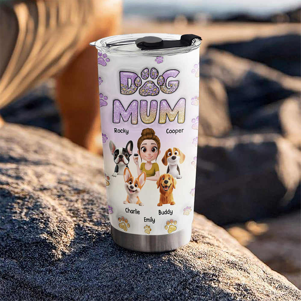 Custom Christmas Birthday Gifts For Dog Mom, Dog Lovers • Being A Dog Mom is Like Being A Mom - Personalized 3D Inflated Effect Tumbler